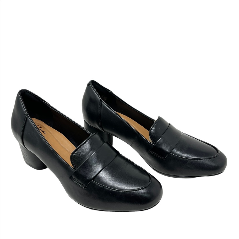 Clarks Un Cosmo Way Black Leather Loafers Womens Size 7.5M